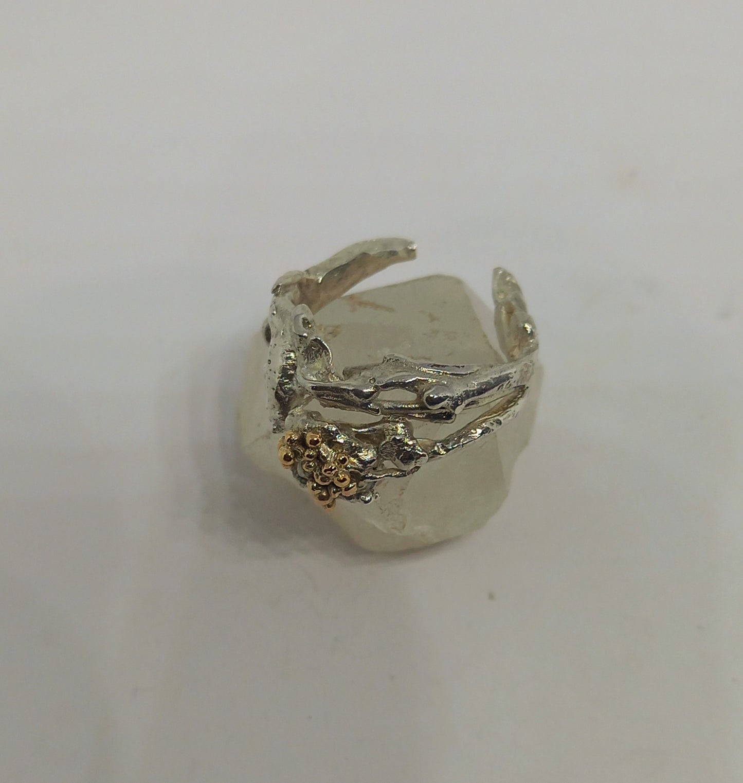 Ring .Silver, Fine Silver and Gold Granulation.