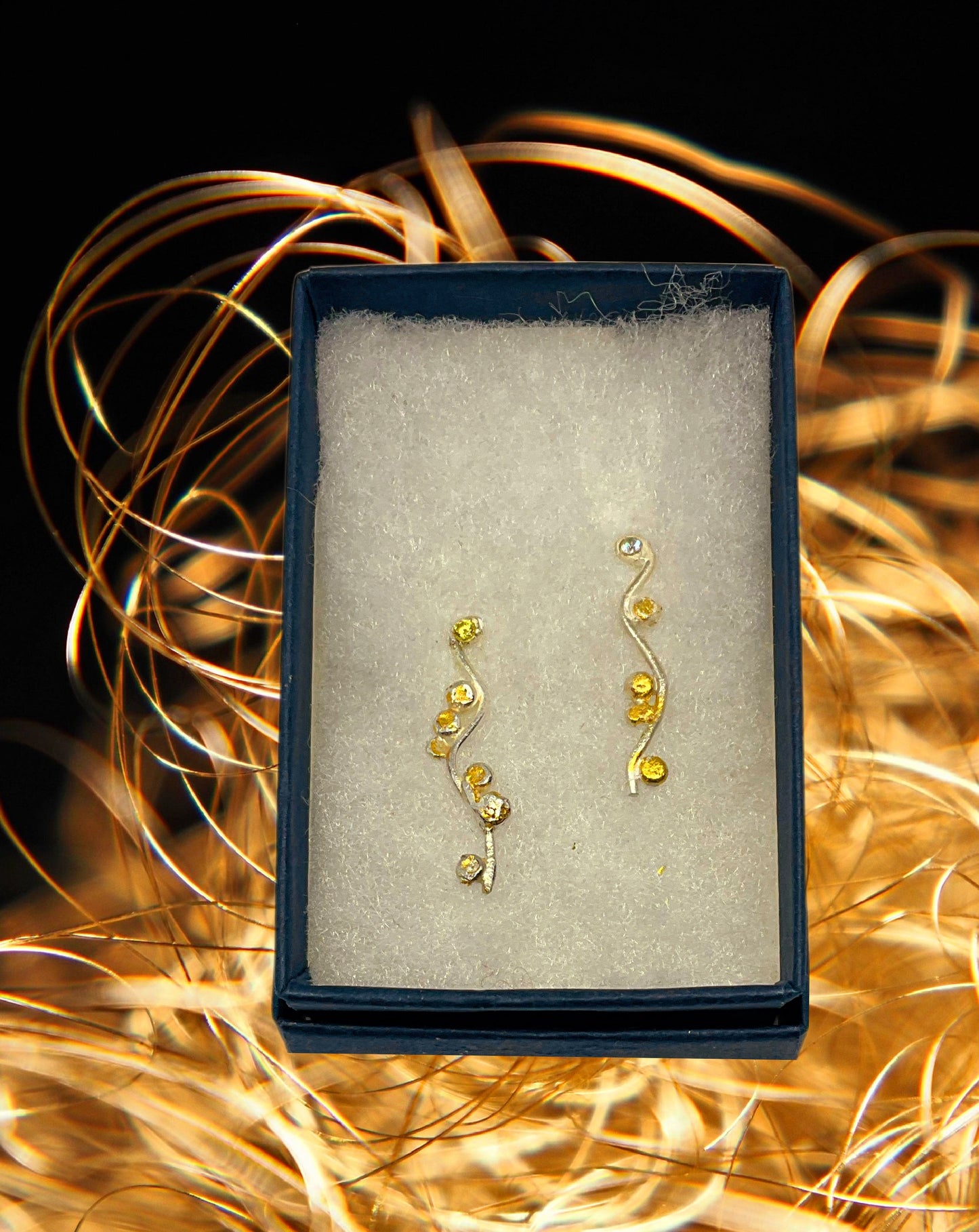 Silver Wave Ear Studs