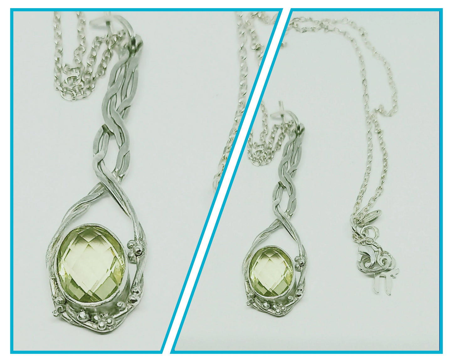 Lemon Quartzt and Silver Pendant