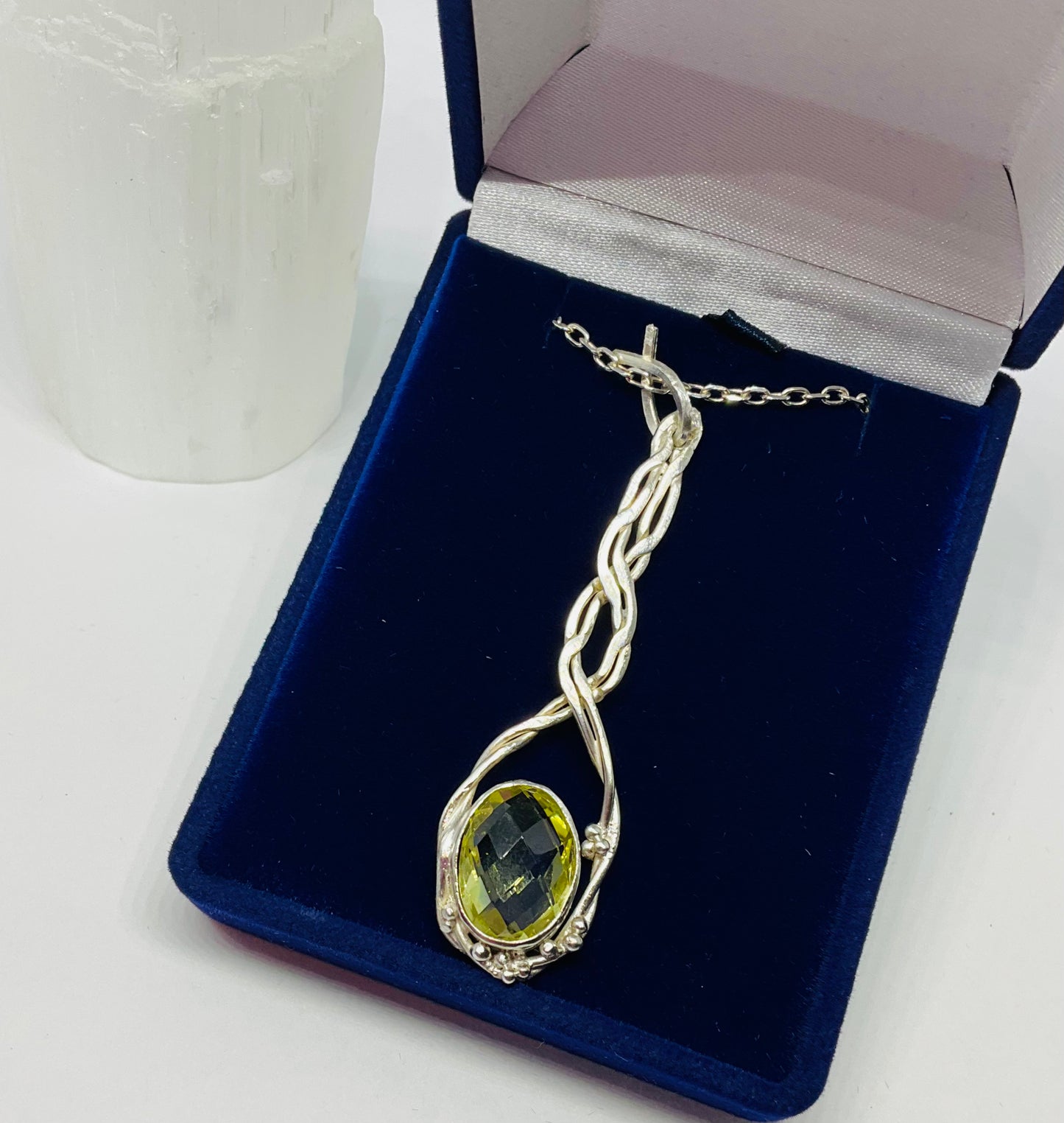 Lemon Quartzt and Silver Pendant
