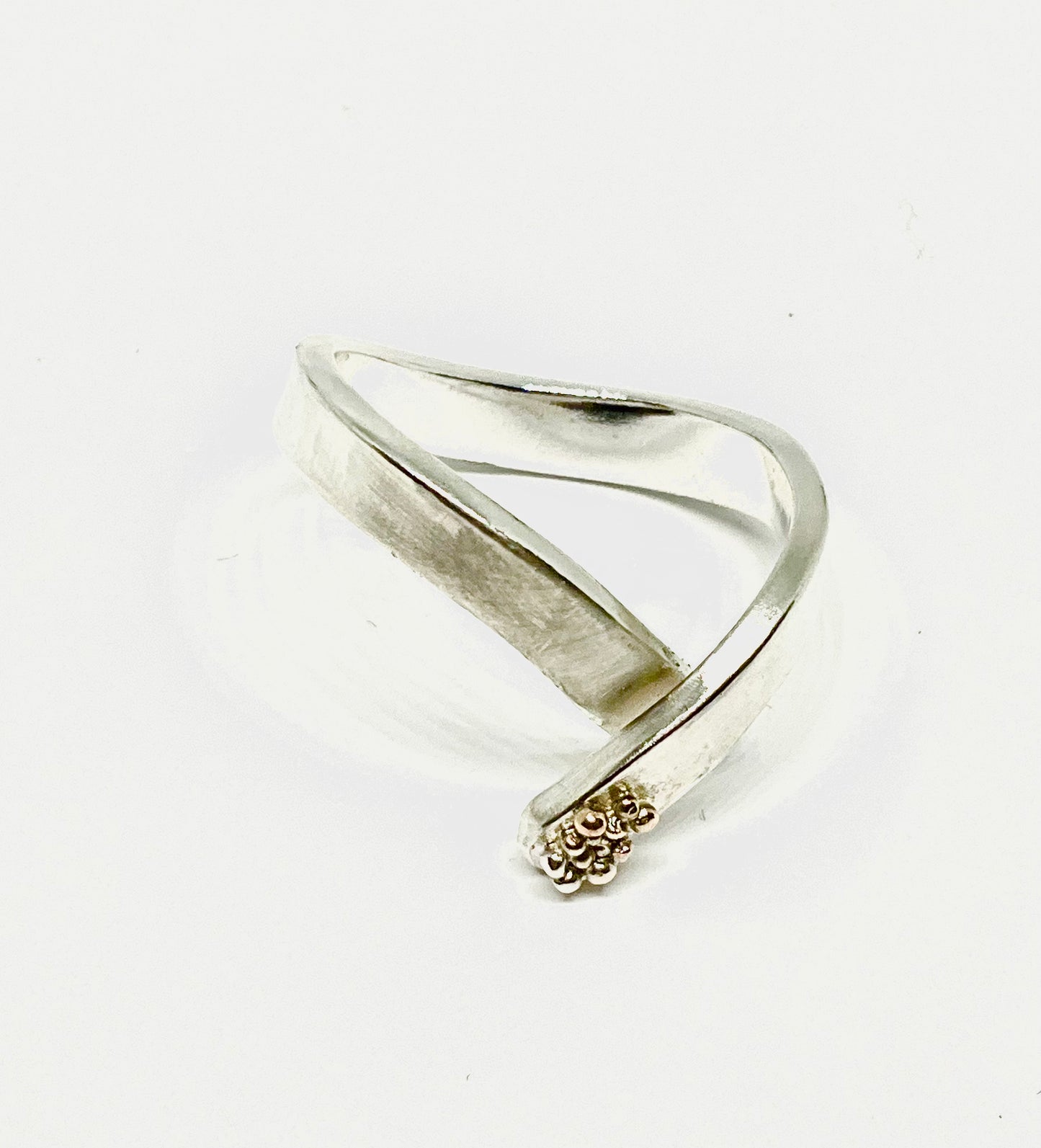 Sterling Silver Ring 9ct Gold Granulation