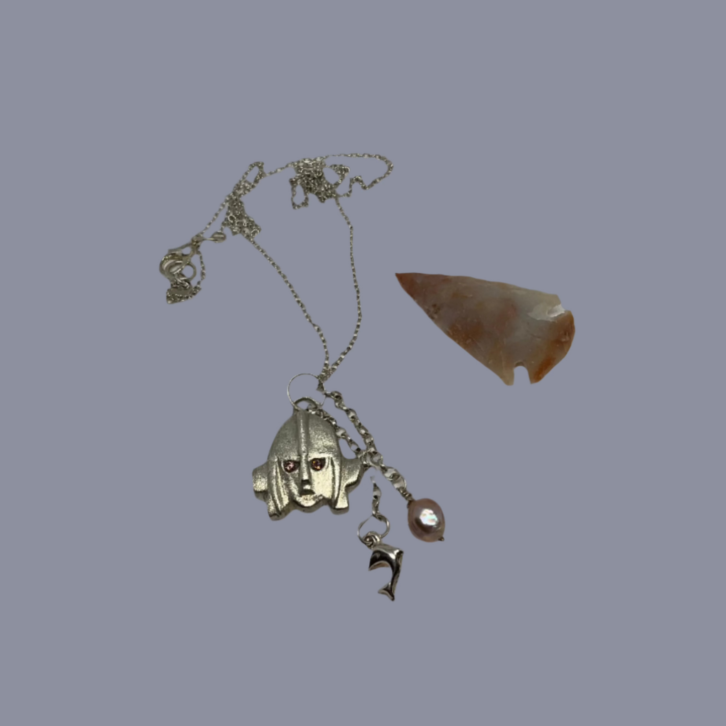 Silver Sutton Hoo Mask Replica and Chain