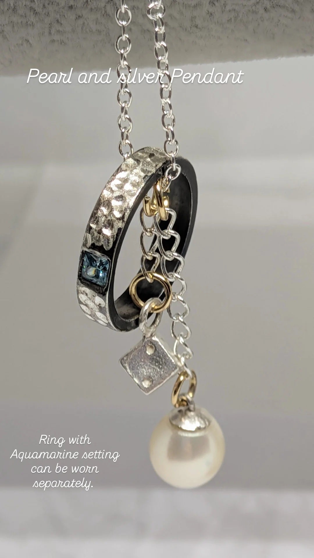 Pendent, Silver , Fine Silver and A A A Pearls.