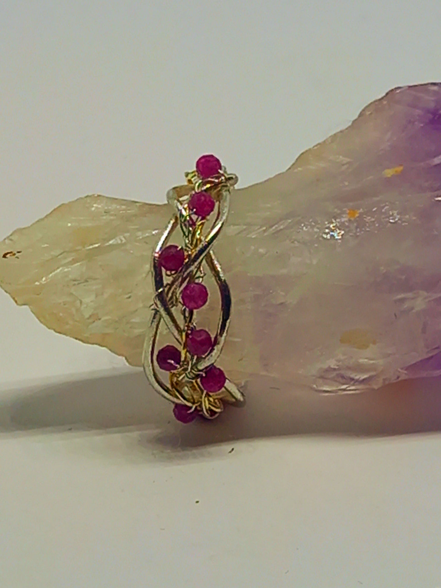 Rubies Set in Fine Silver Wire Ring