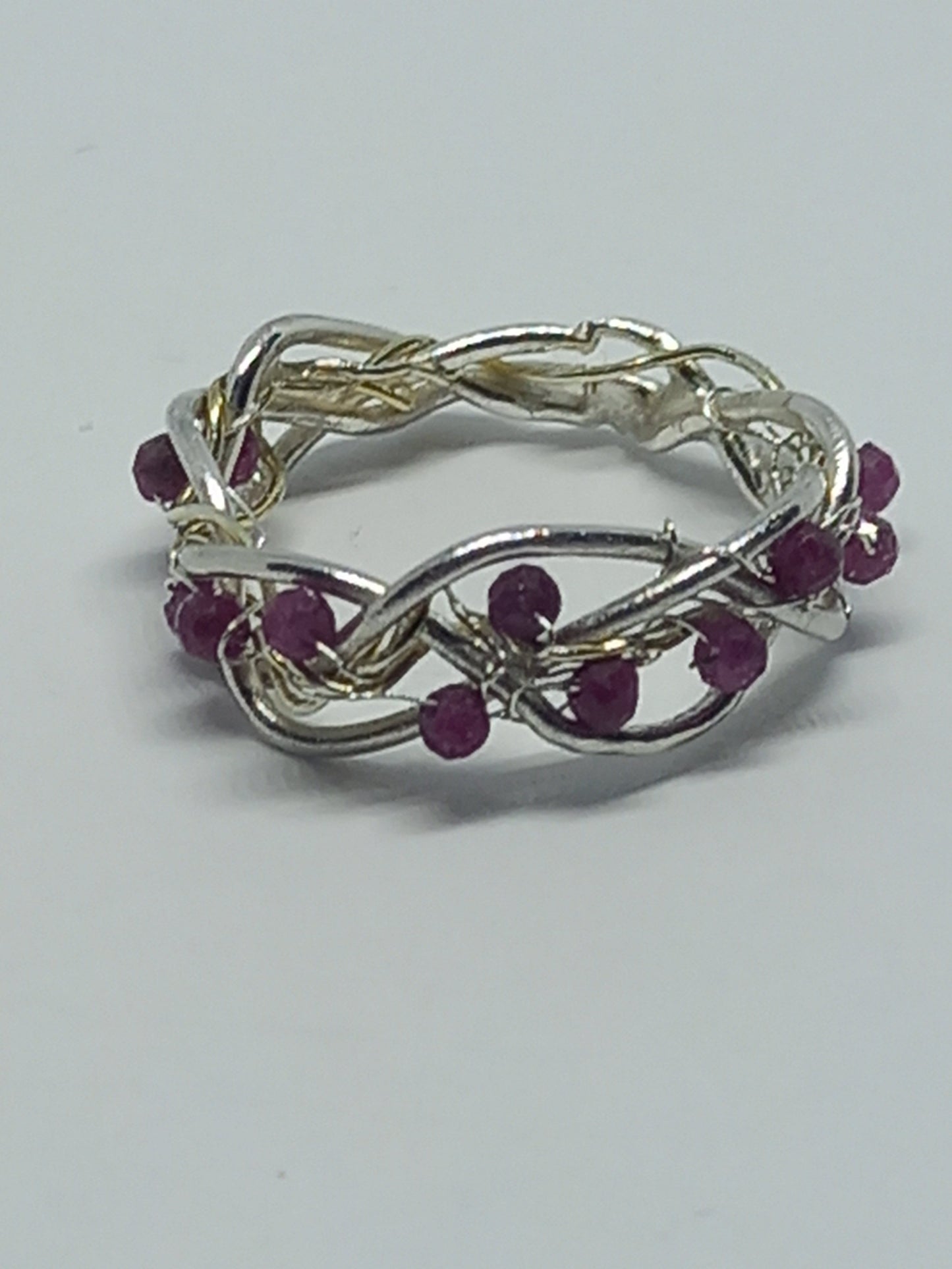 Rubies Set in Fine Silver Wire Ring