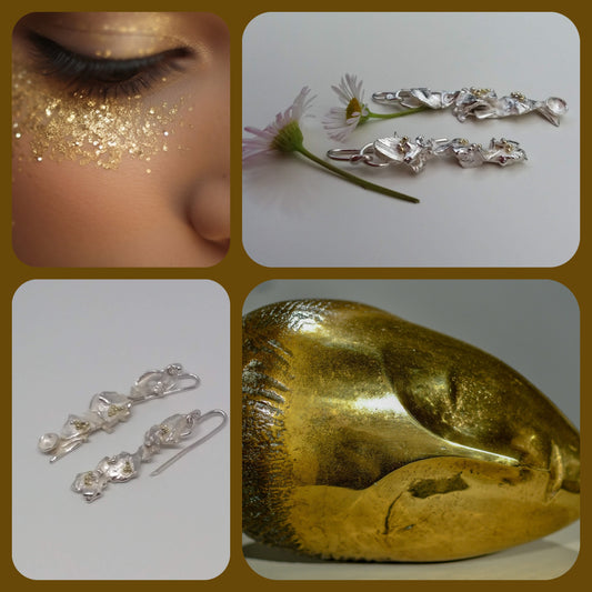 Silver 18 ct Gold earrings