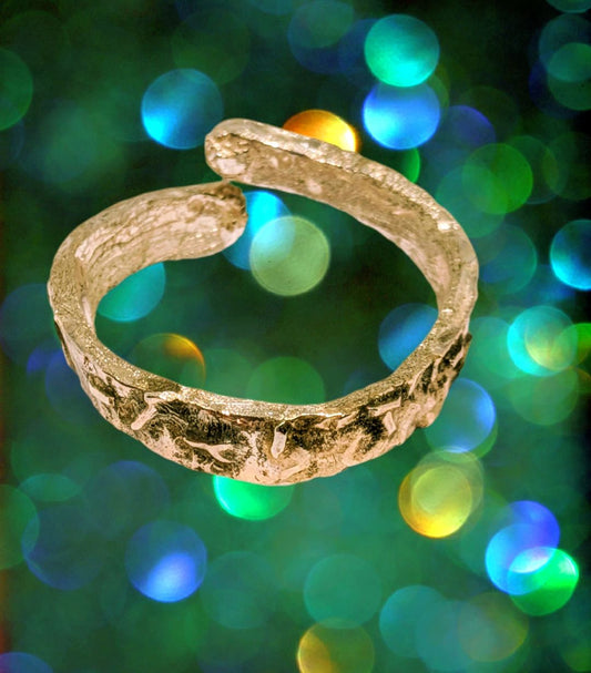 Open Ring Solid Silver 9ct Gold Chips