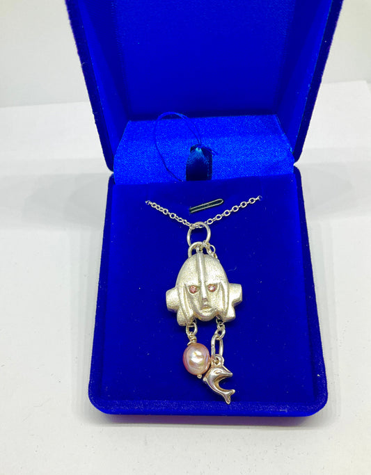 Silver Sutton Hoo Mask Replica and Chain