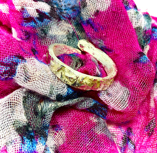 Open Ring Solid Silver 9ct Gold Chips