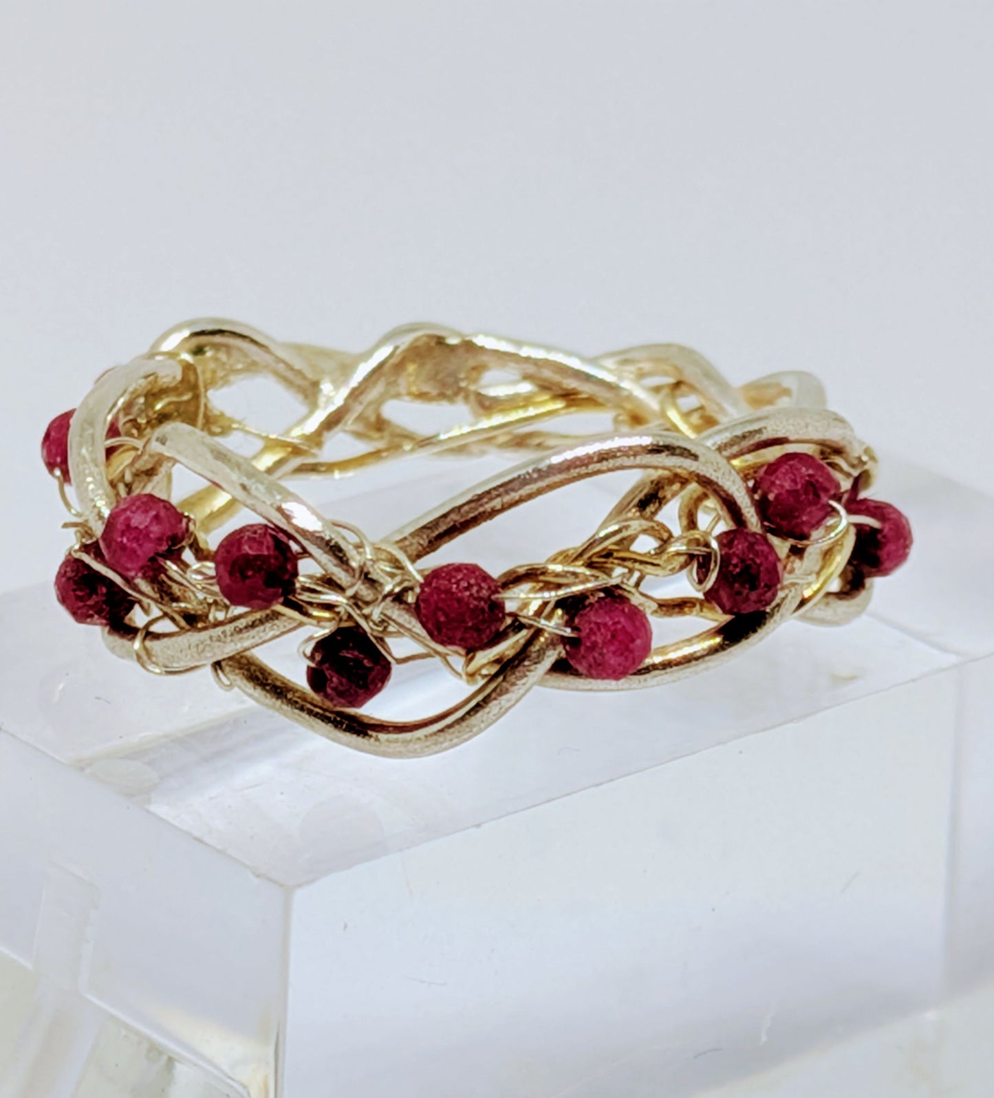 Rubies Set in Fine Silver Wire Ring