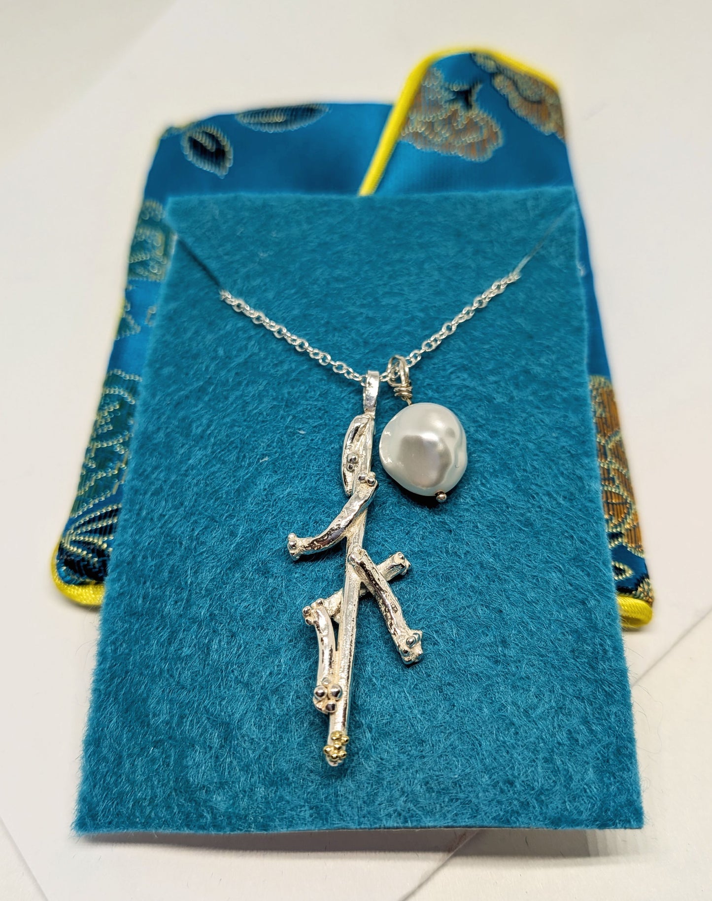 Silver and Keshi Pearl Pendant