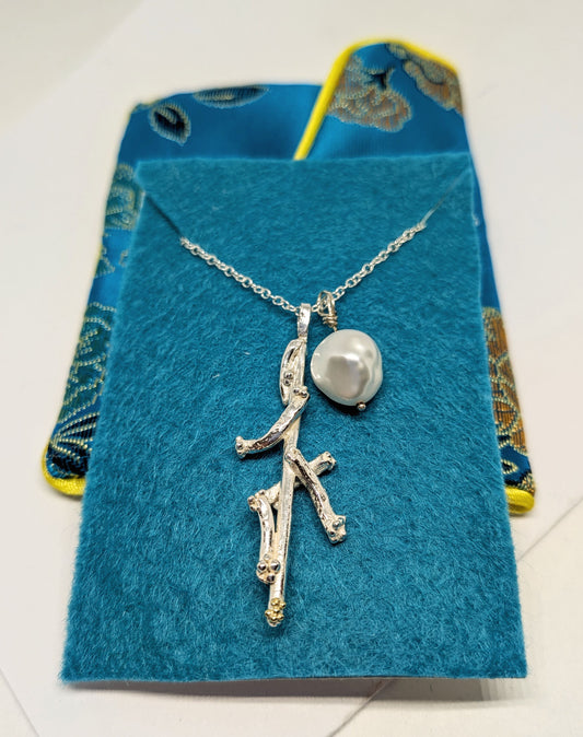 Silver and Keshi Pearl Pendant