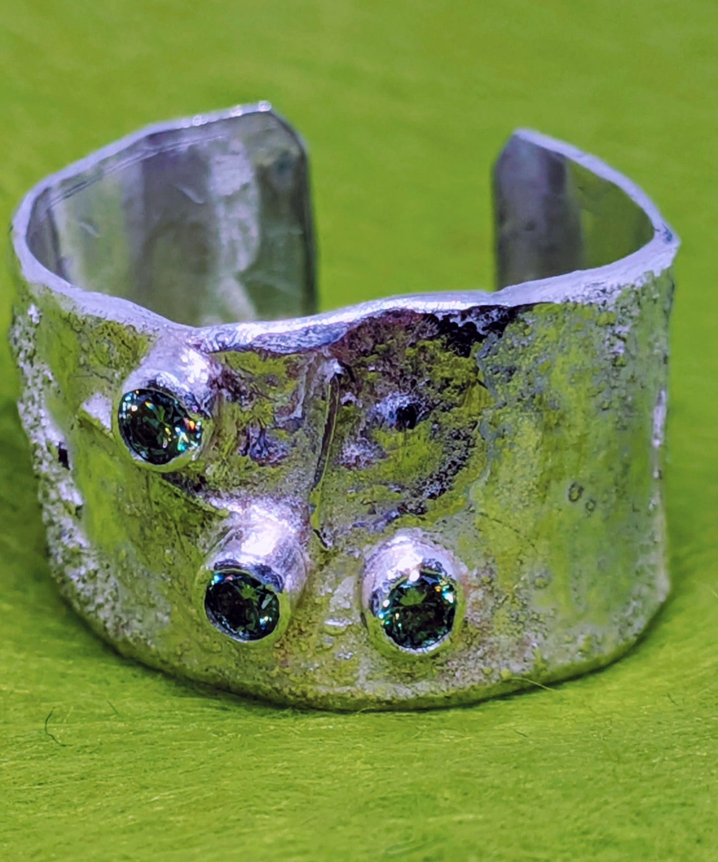 Moissanite and Fine Silver Ring.