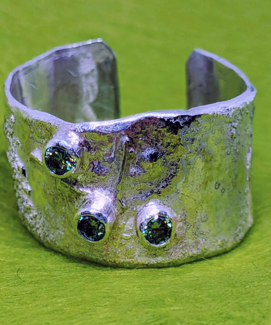 Moissanite and Fine Silver Ring.