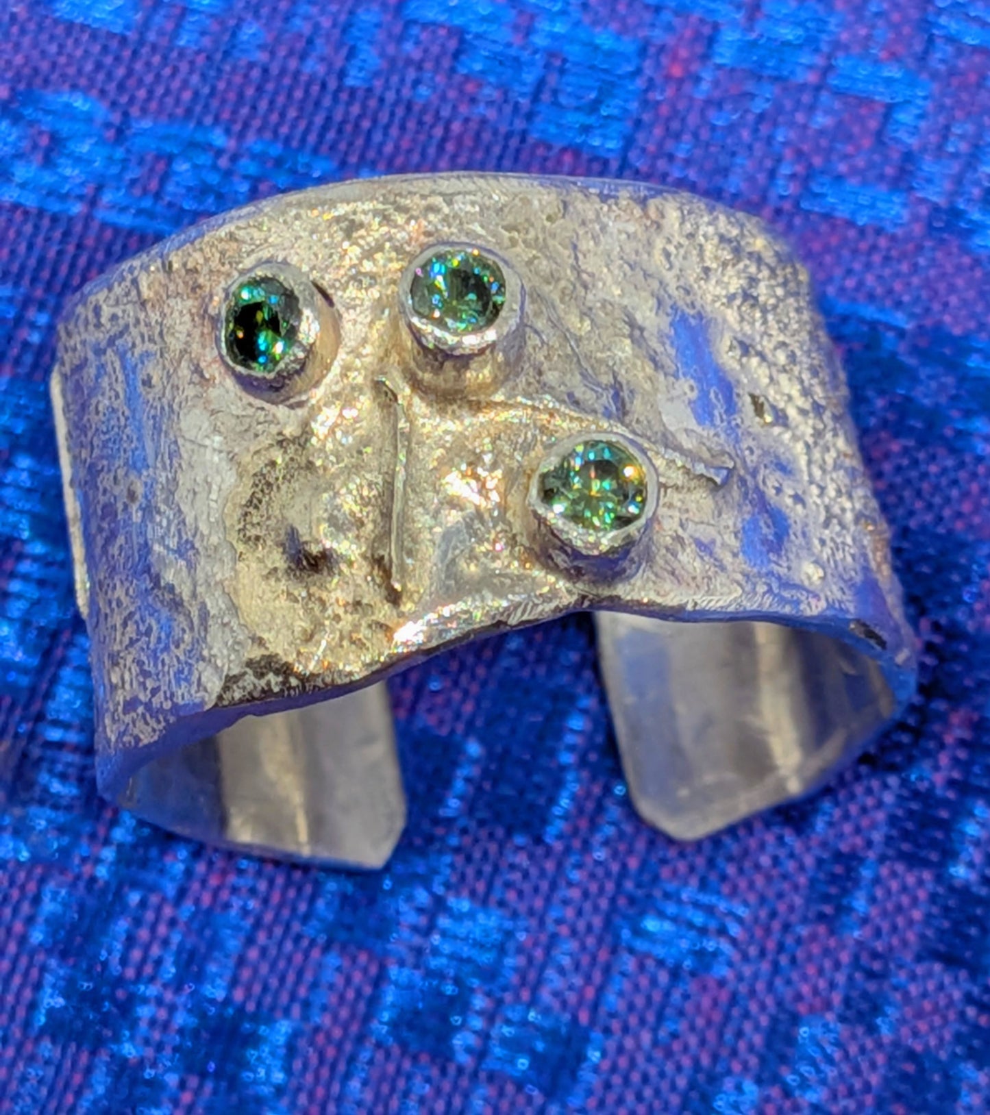 Moissanite and Fine Silver Ring.
