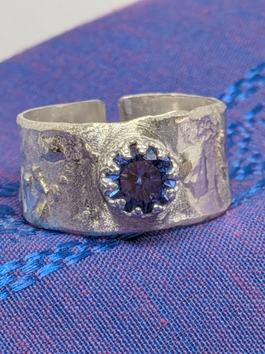 Silver and Fine silver Ring Faceted Tanzanite Setting