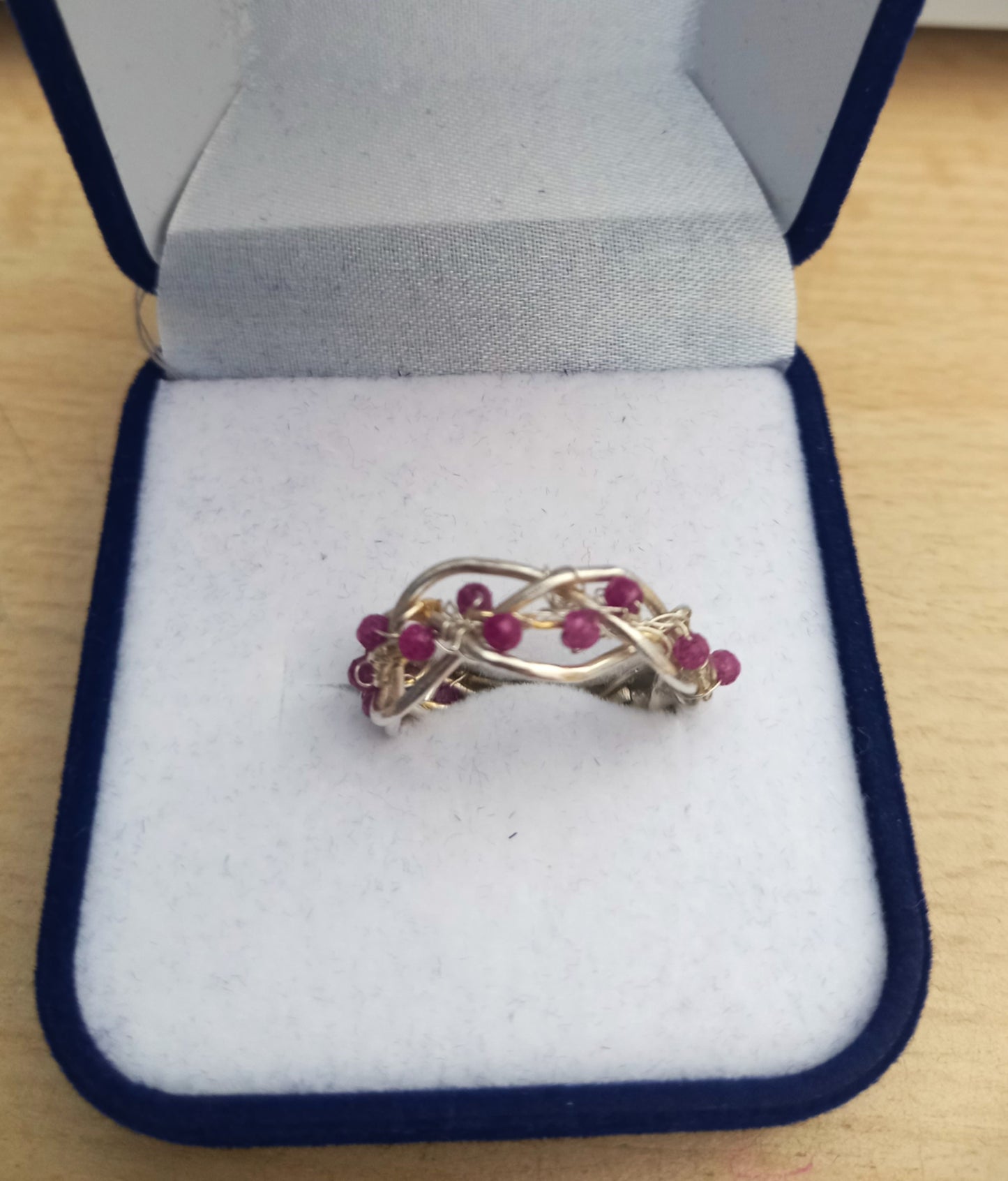 Rubies Set in Fine Silver Wire Ring