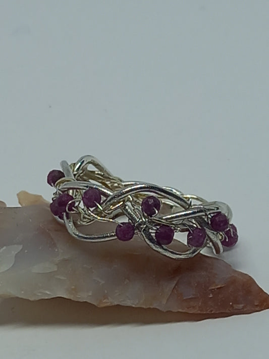 Rubies Set in Fine Silver Wire Ring