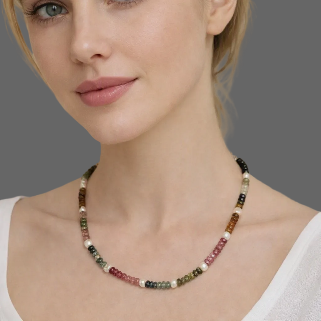 Tourmaline Necklace with Freshwater Pearls