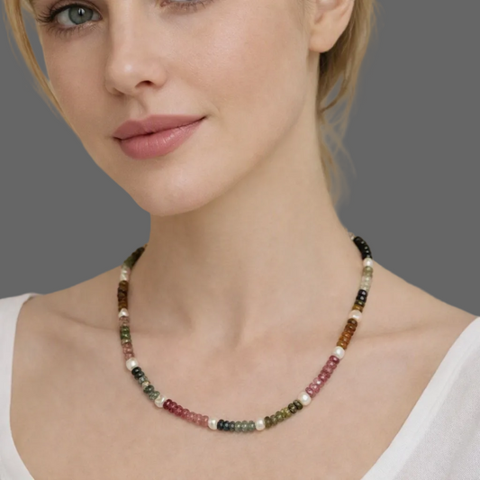 Tourmaline Necklace with Freshwater Pearls